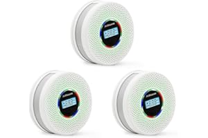 JuzhiAnn Upgraded Version Smoke Carbon Monoxide Alarm Detector, Battery-Operated Smoke and CO Alarm with Digital Display, Carbon Monoxide Detectors&Smoke Detector (3Pack)