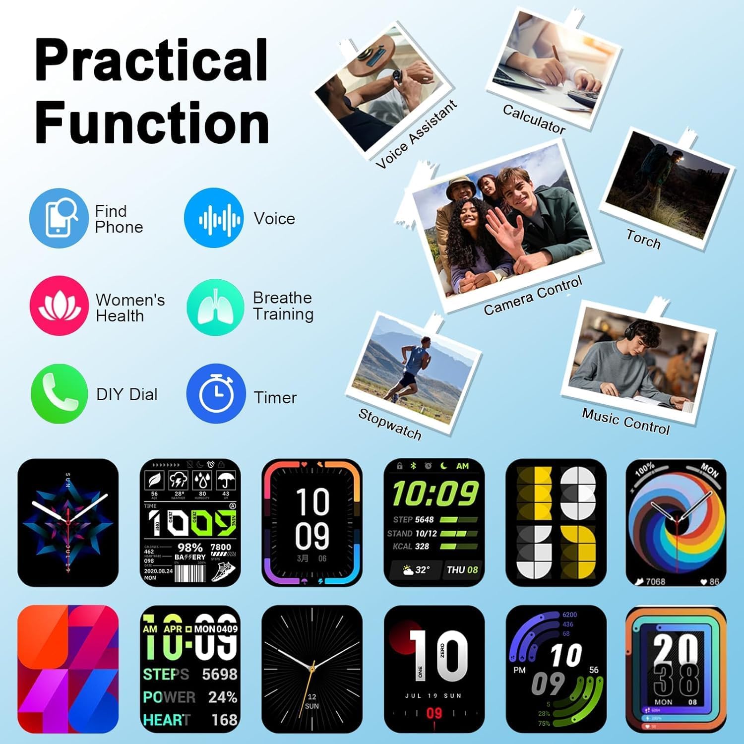 Smartwatch Herren Damen, 1.91'' Zoll HD Smart Watch mit Bluetooth Anrufe, Fitness Tracker Schrittzähler mit 110+ Sportmodi, Schlafmonitor SpO2 Herzfrequenz, IP68 Wasserdicht Fitnessuhr für Android iOS 5