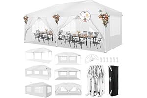 COBIZI 10x20 Pop Up Canopy Tent with 6 Sidewalls Party Tents for Parties Weddings Backyard Waterproof Commercial Instant Outdoor Events Tent with Stakes, Ropes（10 x 20 ft White