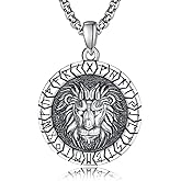 F4DEDAN 925 Sterling Silver Lion Necklace for Men Animal Pendant Lion Jewelry Gifts
