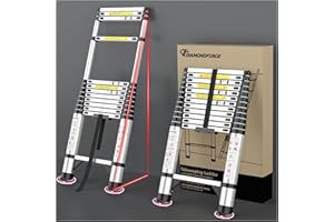DIAMONDFORGE Telescoping Ladder Extension Telescopic Collapsible - 12.5 FT Rv Telescope Foldable Extendable Tall Compact Aluminum Ladders - for House Roof Travel Trailers Adjustable Retractable - 330lbs Capacity