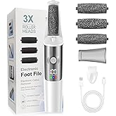 Electric Foot Callus Remover, Rechargeable Electronic Foot File Foot Scrubber Pedicure Kits, Professional Pedicure Tools Smooth Pedicure Wand, Foot Care for Dead Skin Ideal Gift, 3 Rollers,3 Speeds