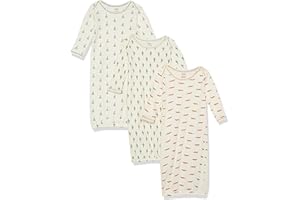 Touched by Nature Unisex Baby Organic Cotton Gowns, Prints Tribal, Preemie-Newborn