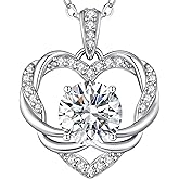OOBEE Valentines Day Gift Moissanite Heart Pendant Necklace for Women 925 Sterling Silver Fine Jewelry for Her, Ideal Birthday Anniversary Christmas Gift for Women Wife Mom Girlfriend Daughter