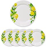 6-Piece Melamine Lemon Plates Set, 10" Unbreakable Dinner Plates, Lemon Dessert Pasta Dishes, Break Resistant, Lightweight, Dinnerware for Indoors and Outdoors, Dishes for Party Picnic, Multicolor