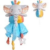 Vicloon Elephant Baby Security Blanket, 3in1 Lovey with Tags &amp; Teether | Lovie Newborn Blankie Baby Snuggle Toy, Unisex Baby Elephant Stuffed Gifts for Newborn Nursery Strollers, Cribs, Car Seats