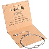 Grevosea Friendship Bracelets for Women, Love Knot Best Friend Bracelet with Greeting Card and Gift Bag Friendship Gifts for Women Bff Bestie Birthday Christmas Jewelry Gift