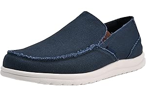 Canven Mens Canvas Shoes Slip On Loafers Deck Shoes Walking Lightweight Causal Slip-ons