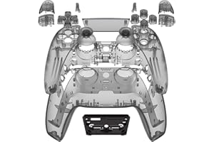 eXtremeRate Full Set Shell with Buttons Touchpad Cover, Clear Black Custom Replacement Decorative Trim Shell Front Back Plates Compatible with p s 5 Controller BDM-010 020 - Without Controller