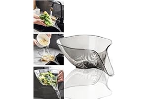 MOTEERLLU Multifunctional Drain Basket with Spout, Kitchen Sink Strainer Drainage Basket Funnel for Food, Kitchen Supplies & Accessories Gadgets for Washing Vegetables & Fruits (Grey)