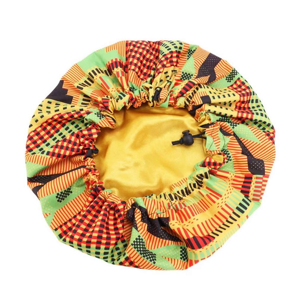 JK Home Parent-Child Satin Bonnet Elastic Band Adjustable Night Sleeping Hat Hair Turban Green-Kid