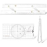 Motipuns 3 Pcs Sailing Navigation Tools Parallel Ruler Protractor Divider | Marine Navigation Set, 16 Inch Parallel Ruler with Scales, 6 Inch Fixed Divider, Nautical Protractor for Chart Plotting