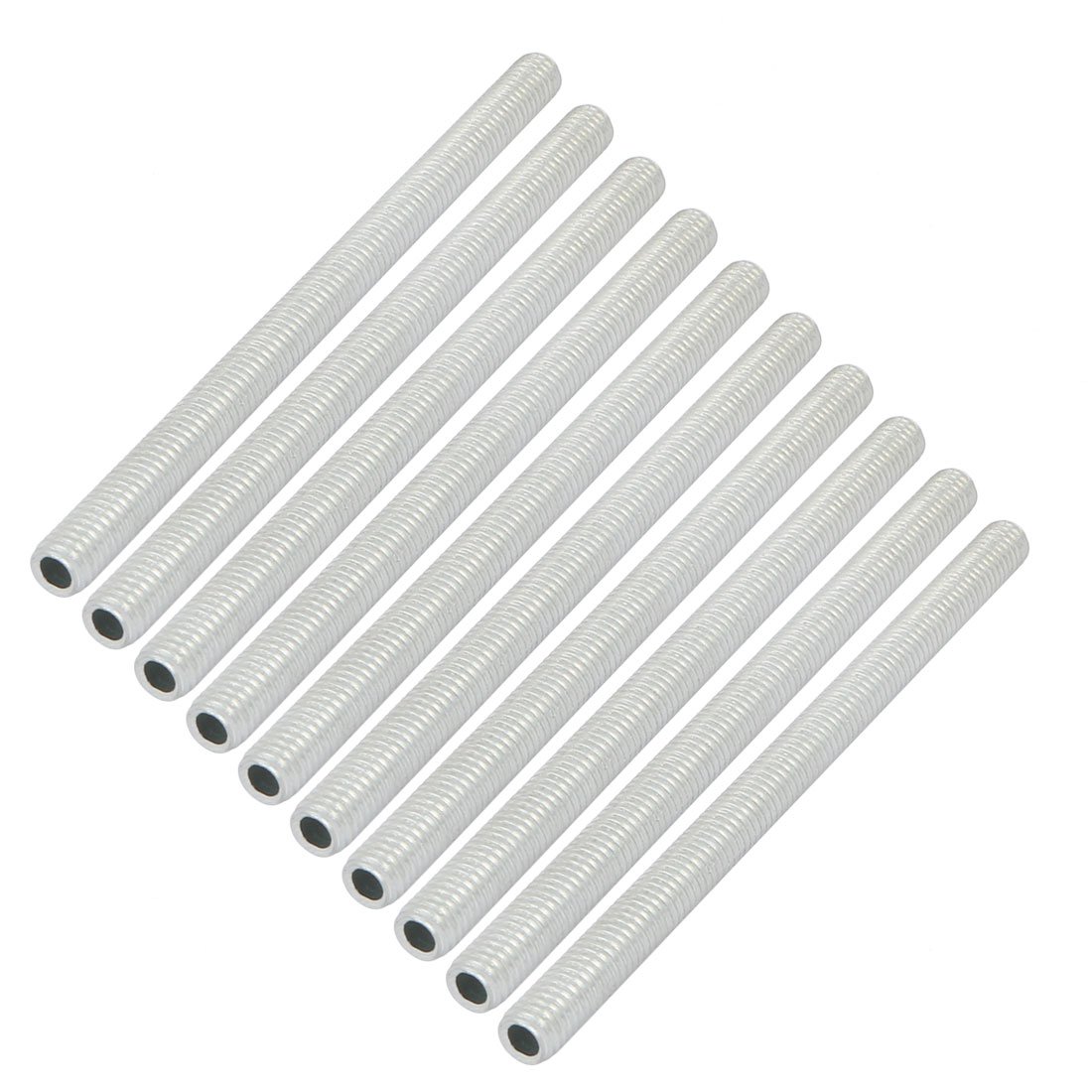 Sourcingmap Lamp Pipe Nipple, M6 Thread 95mm Length Hollow Lamps Repair Part Hardware for Lamp Lights, Zinc Plated Silver Tone, Pack of 10