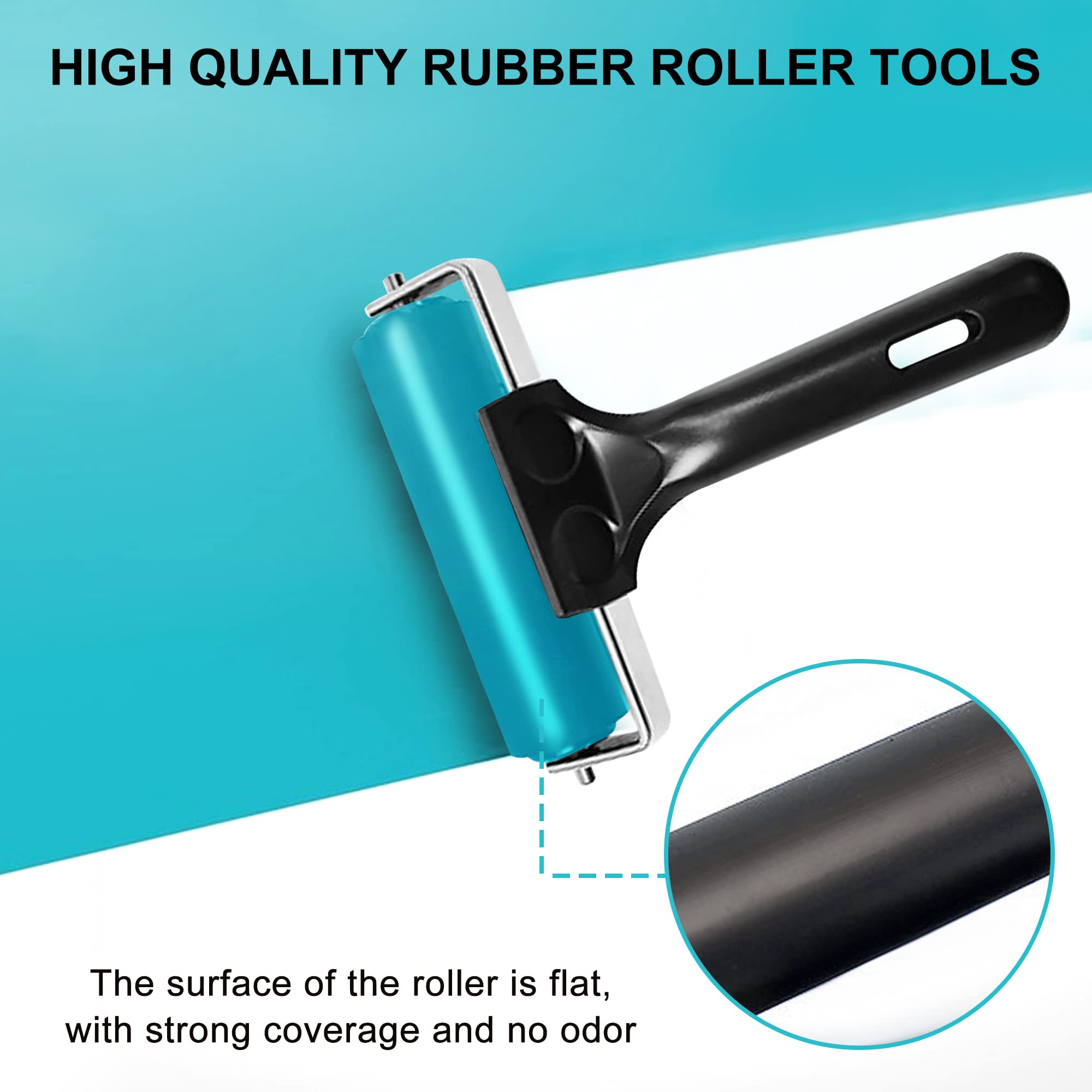 4-Inch Rubber Brayer Roller for Printmaking, Manual Roller Tool for Printmaking/Wallpaper/Gluing Application/Painting/Craft