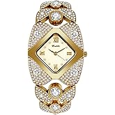 Gosasa Elegant Women's Diamond Bracelet Watch Fashion Jewelry Ladies Bangle Dress Wristwatch Waterproof Roman Analog Quartz Gift for Women