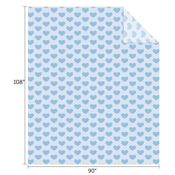 FY FIBER HOUSE HEART FLANNEL KING BLANKET SOFT COZY BLANKETS FOR LOVER GIFTS ALL SEASON USE, 90X108 INCHES, BLUE
