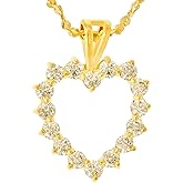 LIFETIME JEWELRY Cubic Zirconia Open Heart Pendant Necklace 24k Real Gold Plated