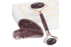 XYZBSTAR Jade Roller for Face, Facial Roller Massager Skin Care Tool, Gua Sha Facial Tools for Face, Neck, Eyes, Reduce Puffiness of The Skin(Purple)