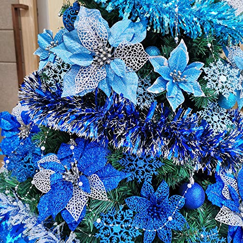 Winlyn 23 Pcs Assorted Christmas Royal Blue Teal Navy Blue Glitter