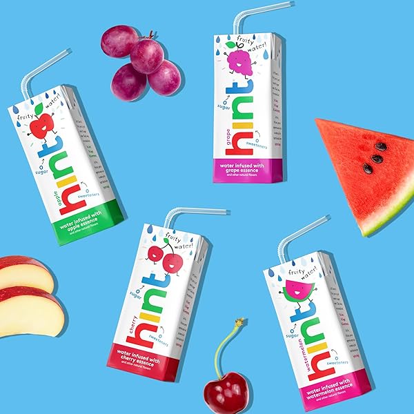 HINT KIDS WATER VARIETY PACK, 8 BOXES: CHERRY, WATERMELON, APPLE & GRAPE, ZERO SUGAR & SWEETENERS, ZERO PRESERVATIVES & ARTIFICIAL FLAVORS, 6.75 FL OZ (PACK OF 32)