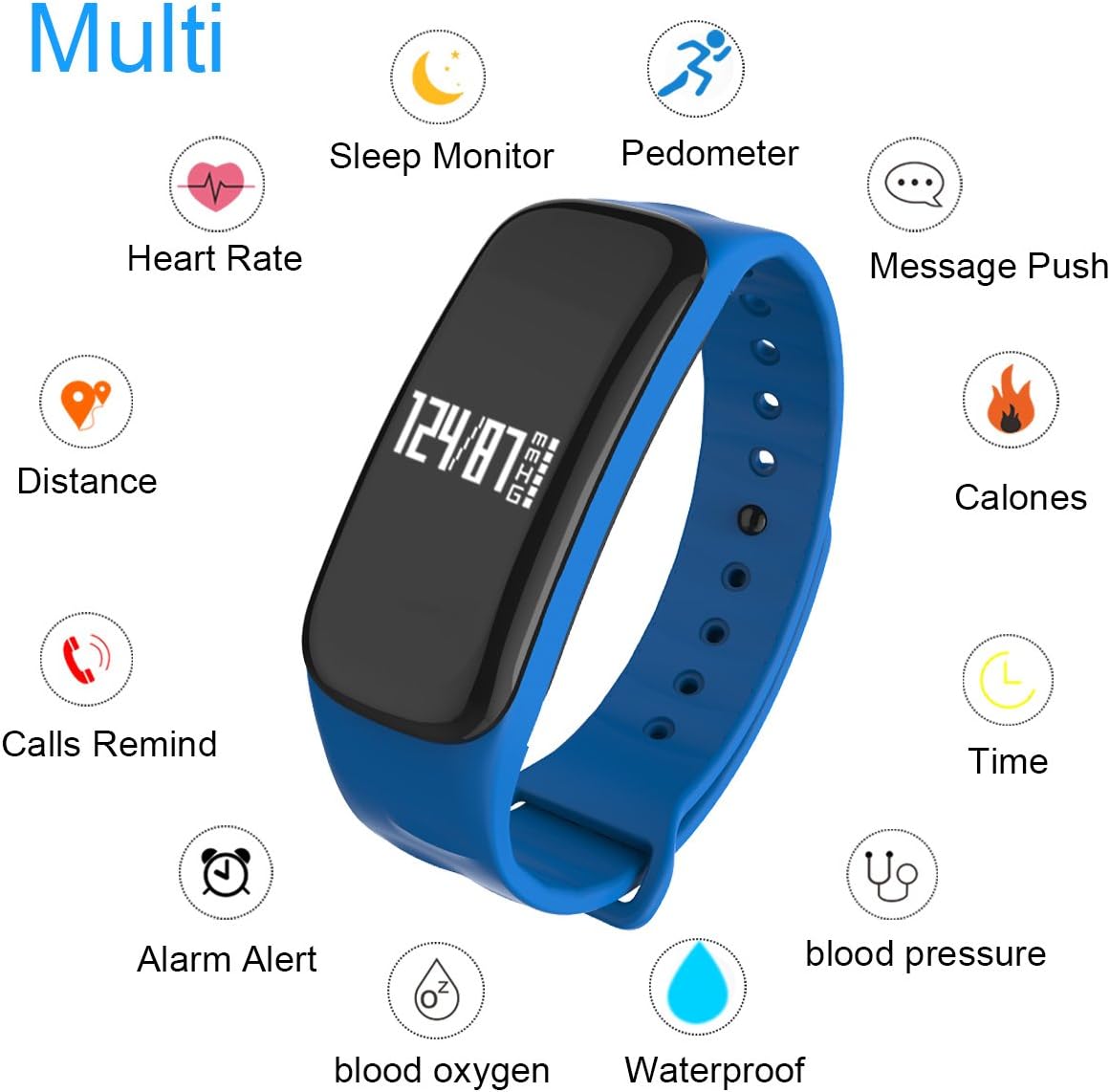WearPai Fitness Tracker, Waterproof Activity Tracker with Heart Rate Monitor Calorie Counter, Bluetooth Smart Wristband with Sleep Monitor Pedometer Bracelet for iOS & Android (US Version)