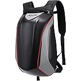 RKV86 Motorcycle Backpack for Men Waterproof Helmet Backpack Hardshell 35L Expandable Large Capacity with Rain Cover for Riding (Black)