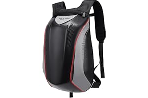 RKV86 Motorcycle Backpack for Men Waterproof Helmet Backpack Hardshell 35L Expandable Large Capacity with Rain Cover for Riding (Black)