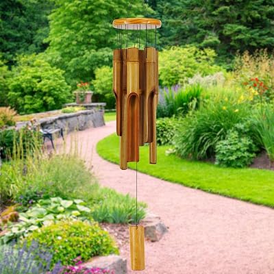ASTARIN Bamboo Wind Chimes Outdoor 30" Deep Tone Zen Garden Wood Windchime