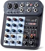Table de mixage audio 8 canaux professionnelle avec alimentation fantôme 48 V, console de mixage numérique DJ avec port USB réverbération, Bluetooth pour enregistrement, karaoké, podcast