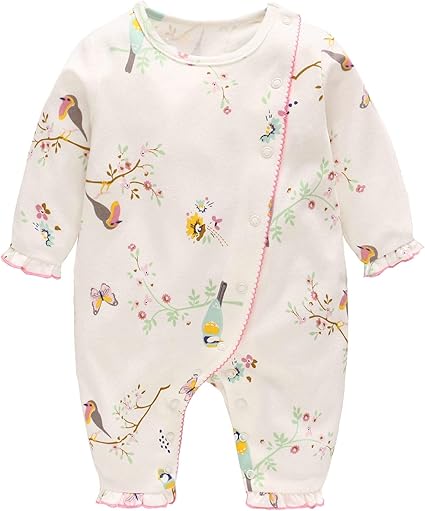 Amazon Baby Nest ベビー服 女の子 長袖ロンパース 前開き Amazon Baby Nest ベビー服 女の子 長袖ロンパース 前開き