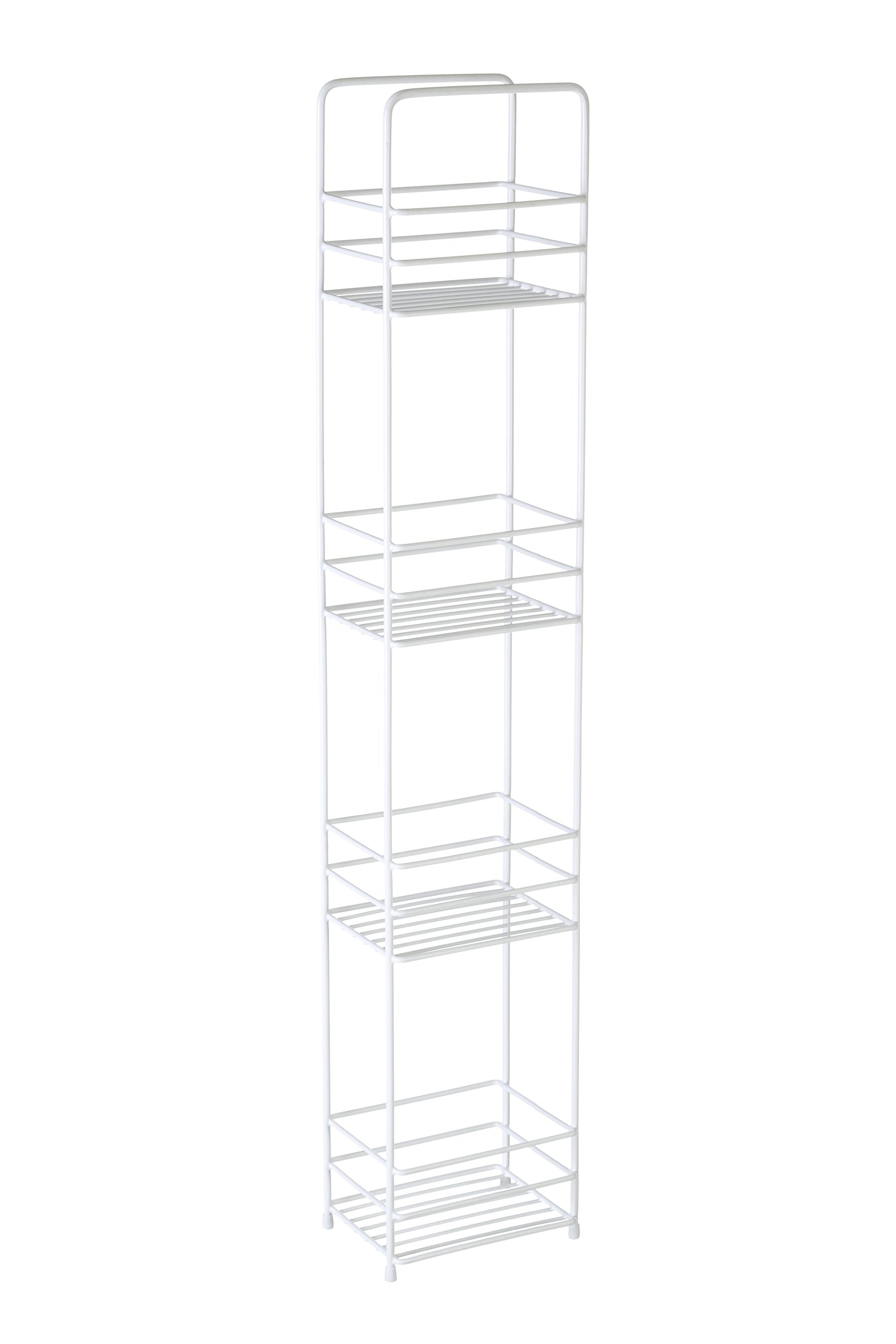 Premier Housewares 4 Tier Rectangle Storage Caddy Metal/Vinyl Coating, White, 12 x 16 x 87 cm