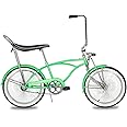 Tracer Retro Beach Cruiser for Adults,20 Inch Wheels,1.75 Tire, City Bike, Lowrider Springer Fork Retro Banana Seat,High Rise Handlebar - Multi Color