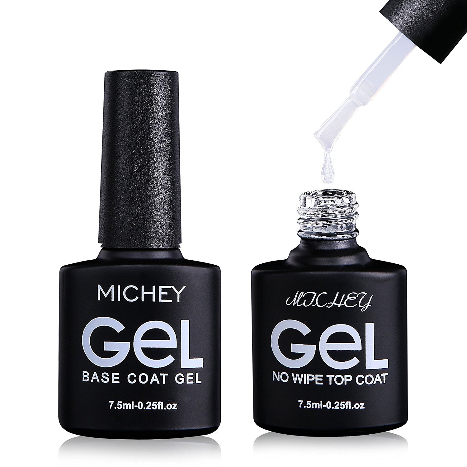 MIYOUNE BASE COAT & NO WIPE TOP COAT Set,UV Gel Nail Polish, 2pcs, 0.25 fl oz