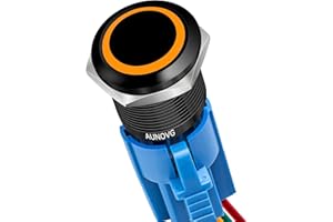 AUNOVG 19mm Latching Push Button Switch - 12 volt switch on off, 12v switch on off, Multiple Wiring Optionsas for limit switch, Marine Switch On Off, fog light switch(Black Shell,Yellow Switch)