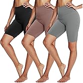 3 Pack Biker Shorts for Women – 8" Black High Waisted Tummy Control for Gym Workout Athletic Cheerleading Yoga
