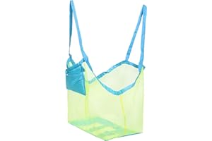 Meejaa Mesh Beach Bag, Classic Mesh Beach Toy Tote Bag, Foldable Large Children's Toy Storage Bag, Used for Storage of Toys, 