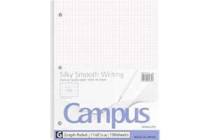 KOKUYO 5x5 Graph Paper, Loose Leaf Paper 8.25"x11", 100 Sheets, Smooth Writing Surface, Bleed Resistant Filler Paper for Math, Engineering, Art Projects. Japan Import (WSG-NO-887G2)