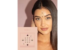 Star and Moon Bindis by MERCY LONDON Crystal Indian Bindi Face Jewels Gold Multi Packet