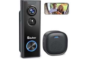 AUBOR Video Doorbell Camera Wireless with Ring Chime, HD Live View, Night Vision, AI Motion Detection, 2-Way Audio, Voice Changer, 2.4G WiFi, Battery Powered, Compatible with Alexa & Google Assistant,Black