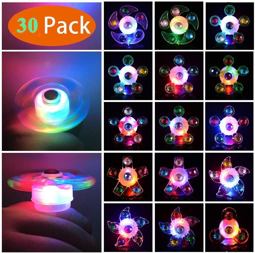 EPCHOO Party Favors for Kids, 30 Pack Party Light Up Toys Glow in The Dark Party Supplies Rings LED Flash Spinning Party Favors for Kids boys Girls, Great Prizes for Birthday Christmas Celebration