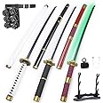 RENGENG Light Up Zoro Sword, 40 Inches Rechargeable Pre-Assembled Plastic Replica Anime Sword with Belt & Stand & Spinner