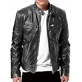 DECIMAL Men's Black Genuine Lambskin Leather Biker Jacket VINTAGE REAL BROWN MOTORCYCLE JACKETS FOR MEN
