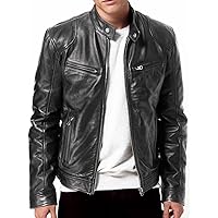 The Leather Factory Men's SWORD Genuine Lambskin Leather Biker