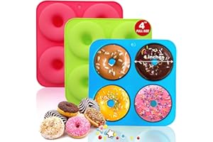 Walfos Full Size Silicone Donut Mold - 4 Inch Big Size Silicone Doughnut Pan Set, Non-Stick, Just Pop Out! Heat Resistant, BP