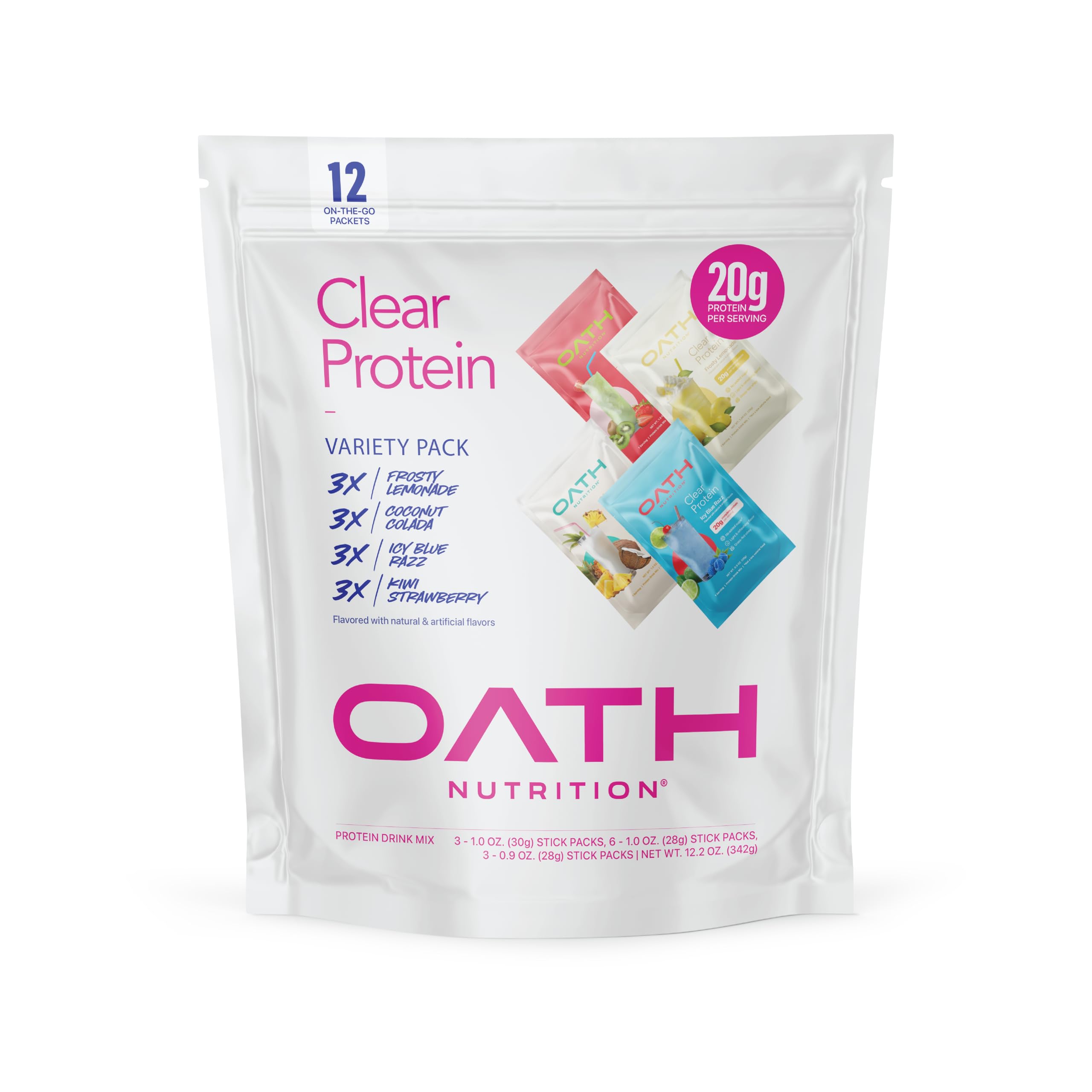 Oath Nutrition Clear Whey Isolate Protein Powder Variety Pack, 12 Pack Image