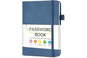 MOSA BEAR Password Keeper Book with Alphabetical Tabs，4.3"x5.7" Small Password Books for Seniors Password Notebook for Internet Website Address Log in Detail（Dark Blue）