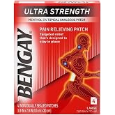 Bengay Ultra Strength, Pain Relieving Patch, Large Size, 4 Count - Buy Packs and Save (Pack of 3)