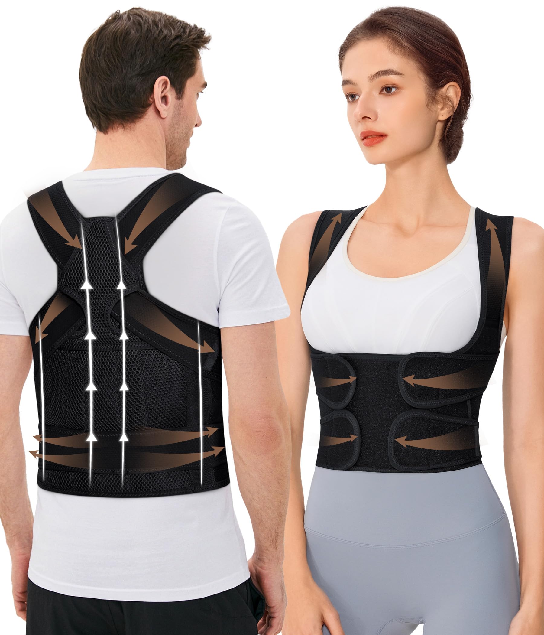 Photo 1 of URSEXYLY Back Brace Posture Corrector for Women and Men, Breathable Shoulder Brace, Upper and Lower Back Pain Relief, Adjustable Full Back Support(Large,Black)