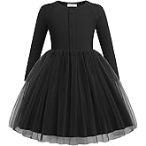 Arshiner Toddler Girls Tutu Dress Long Sleeve Fall Winter Button Front Party Tulle Dresses 2-8Y