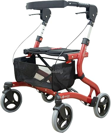 Andador Freedom Walker - 4 Rodas Dobrável Adultos e Idosos P (Vinho)